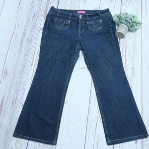 GLO Jean Flare Misses Dark Wash Stretch Mid Rise Boot Cut EXCELLENT Size 20 #2